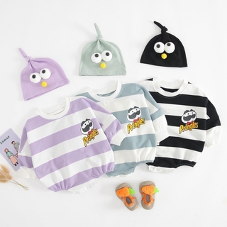 Bobora Áo Liền Quần Tay Dài Họa Tiết Sesame Street Mắt To Dễ Thương Cho Bé
