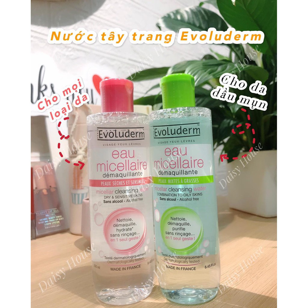 Nước tẩy trang Evoluderm Micellar Cleansing Water 250m