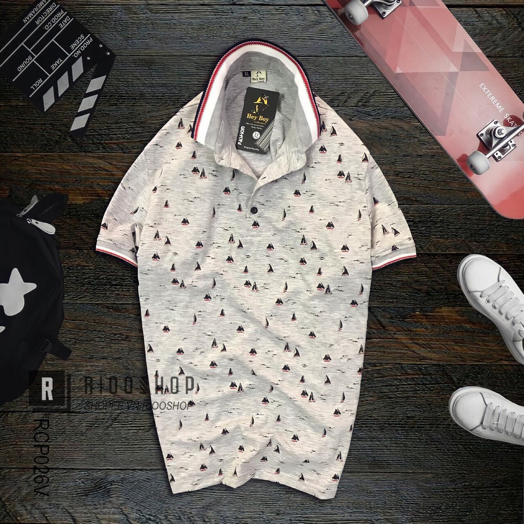 Áo thun nam trung niên có cổ họa tiết cánh buồm cao cấp mặc mát RCP026V - áo phông nam form rộng Riooshop | BigBuy360 - bigbuy360.vn