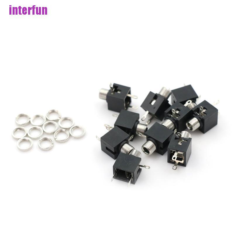 [Interfun1] 10 Pcs Panel Pcb Female 3.5Mm Headphone Jack Audio Connectors [Fun]