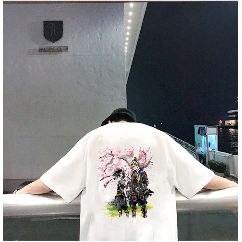 Áo thun unisex độc lạ Samurai form rộng vải dày mịn 2019T1855
