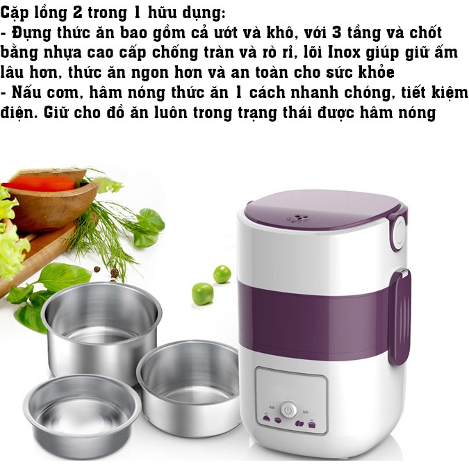 Hộp cơm cắm điện, cặp lồng cắm điện, nồi ủ cơm văn phòng, hộp đựng giữ nhiệt đa năng, hâm nóng thức ăn đa năng giảm giá