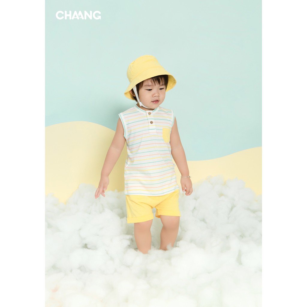 [Sale 50%] Bộ quần áo ba lỗ kẻ vàng CHAANG Magical