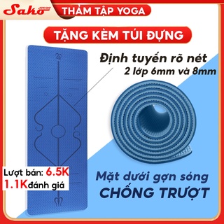 Thảm Tập Yoga, Thảm Yoga Định Tuyến 2 lớp 6 mm cao cấp, gấp gọn