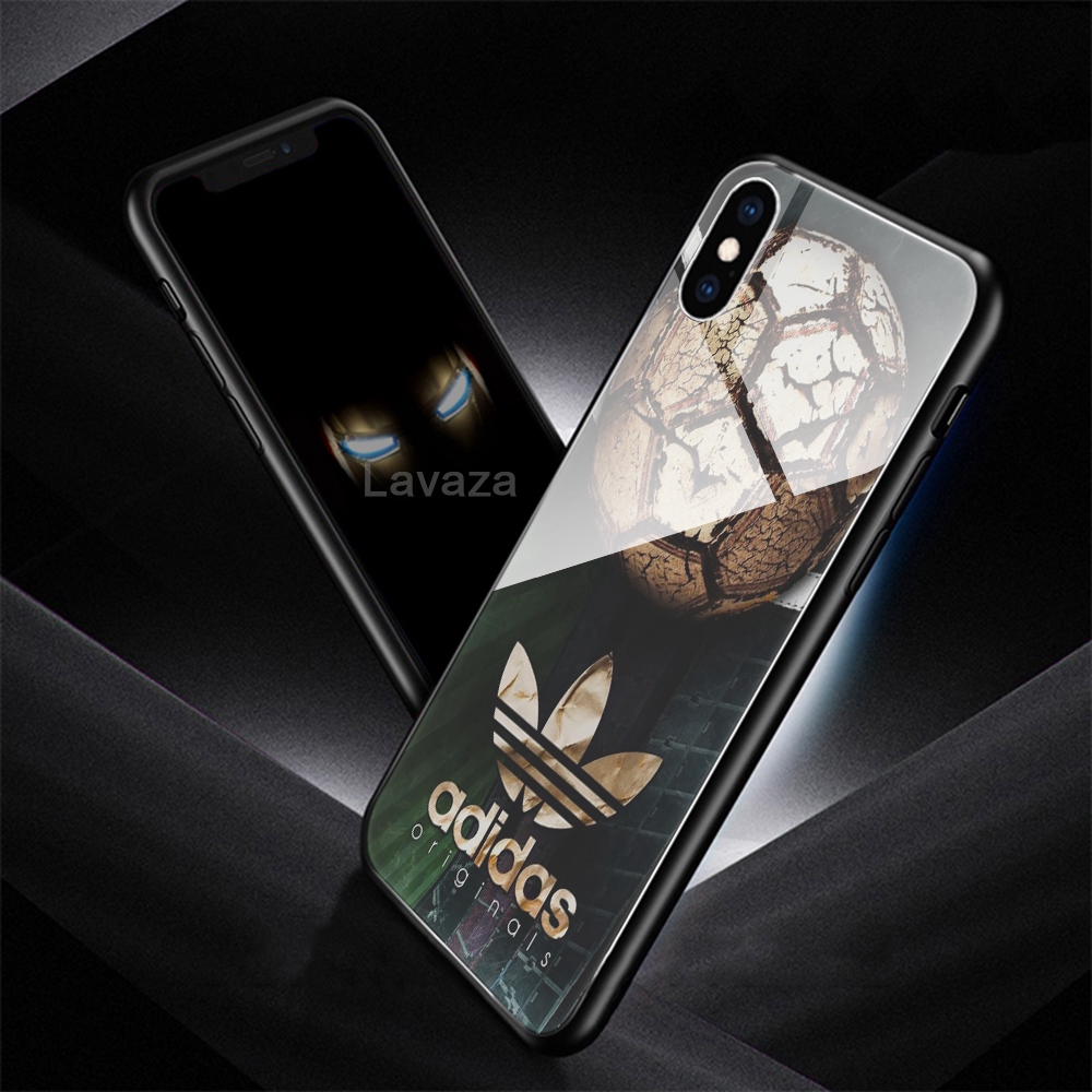 Ốp điện thoại mặt kính họa tiết Bape x Adidas cho iPhone XS Max XR X 11 Pro 7 8 6 6S Plus