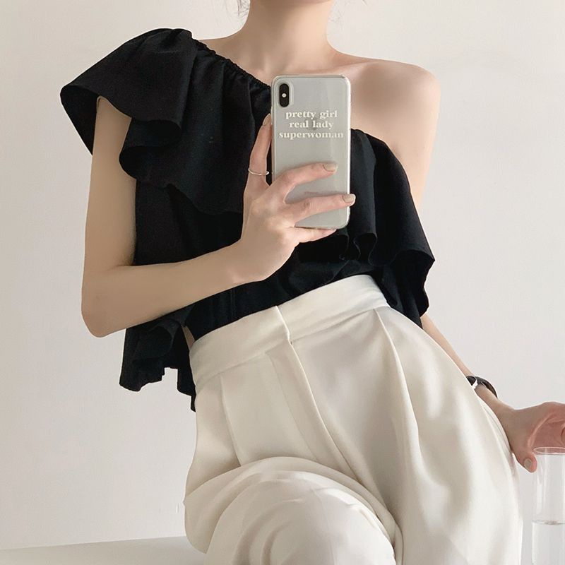 (SẴN) Áo thô lệch vai đen