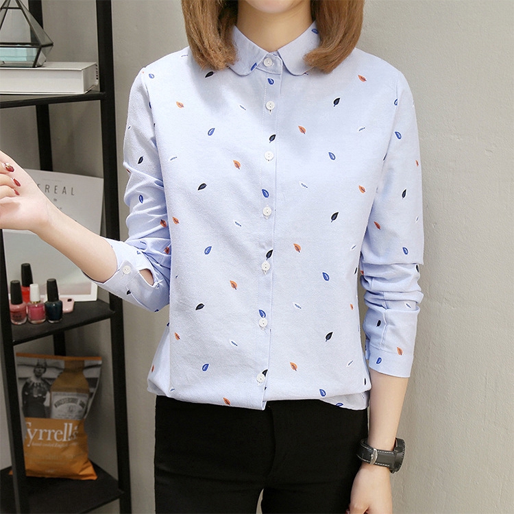 Áo thun nữ dài tay họa tiết lá cây thời trang | BigBuy360 - bigbuy360.vn