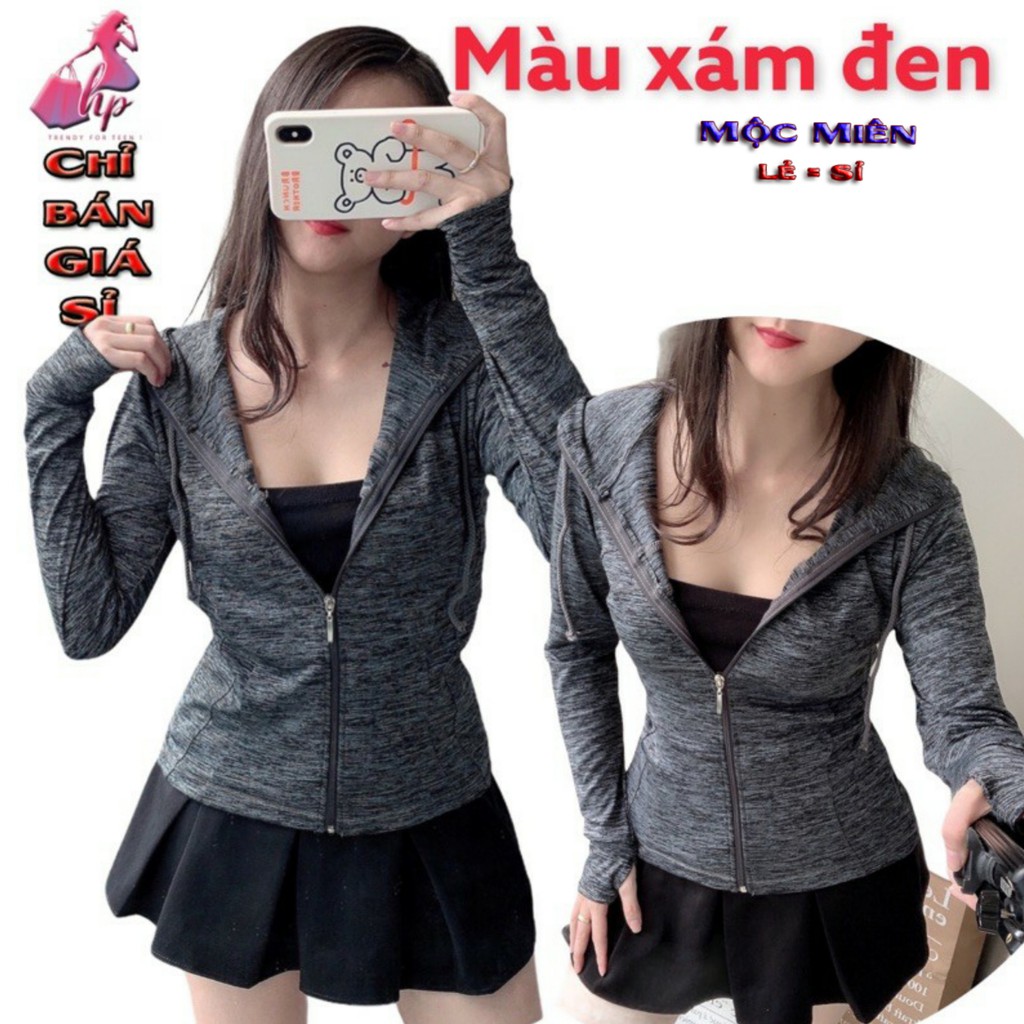 Áo khoác thun nữ form thường chống nắng ôm body vải thun dệt lạnh mỏng nhẹ mát phong cách thời trang nữ Hàn Quốc 2021
