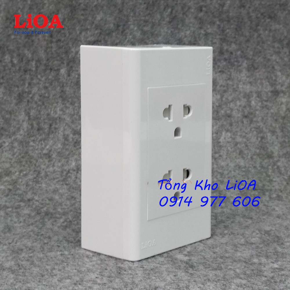 Combo ổ cắm điện đôi 3 chấu LiOA 16A 3520W - Lắp nổi