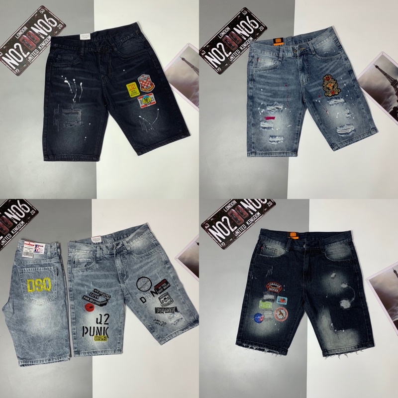 quần jean short nam thêu logo dsq😍 hình thật video shop tự quay