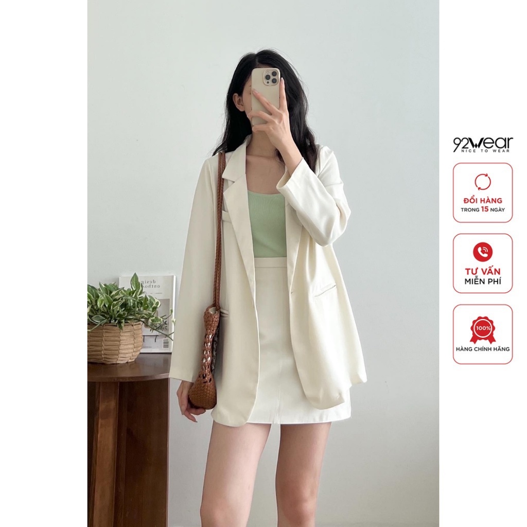 Áo blazer nữ khoác ngoài 92WEAR thiết kế phong cách Hàn Quốc trẻ trung, thời thượng WV006