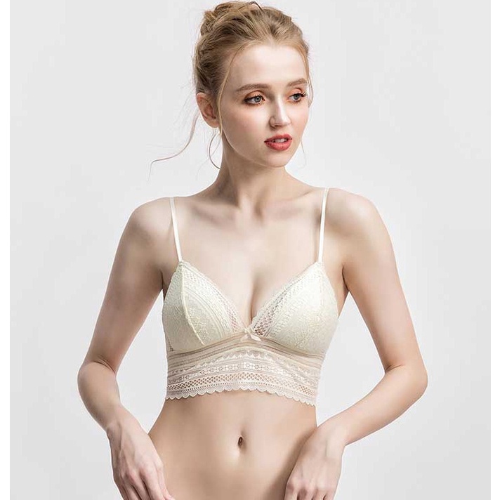 Bộ Đồ Lót Bralette Ren Không Gọng Mút Mỏng Liền S219