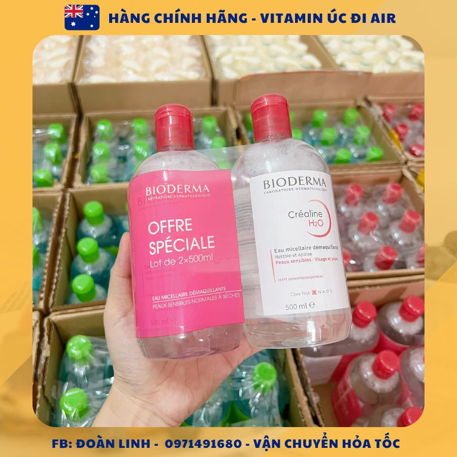 Nước tẩy trang Bioderma  Sensibio H2O Pháp 500ml Dung dành cho da hỗn hợp, da dầu, Hàng chuẩn Pháp đi air