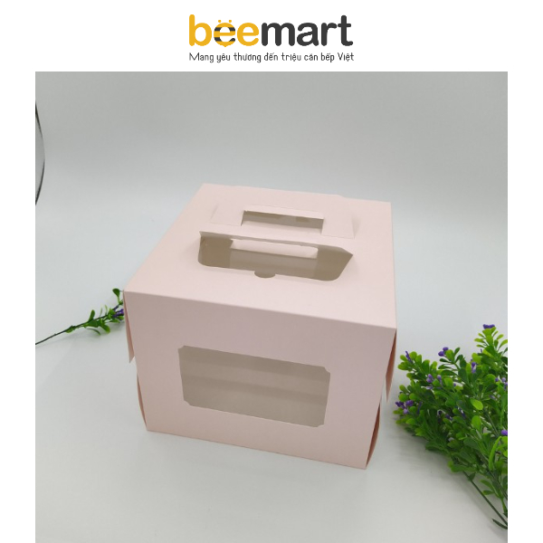Hộp gato quai xách kèm đế lót màu hồng (nhiều size)