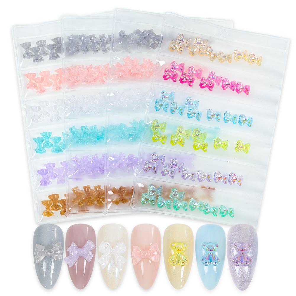 Túi 30 / 48 Hạt Nhựa Acrylic 6 Ngăn Dùng Trang Trí Móng Tay Nghệ Thuật