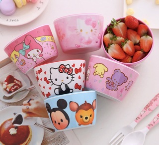 🌸𝐓𝐀̣̆𝐍𝐆 𝐐𝐔𝐀̀🌸 Chén tròn 2 màu Hello Kitty - Doremon Doraemon