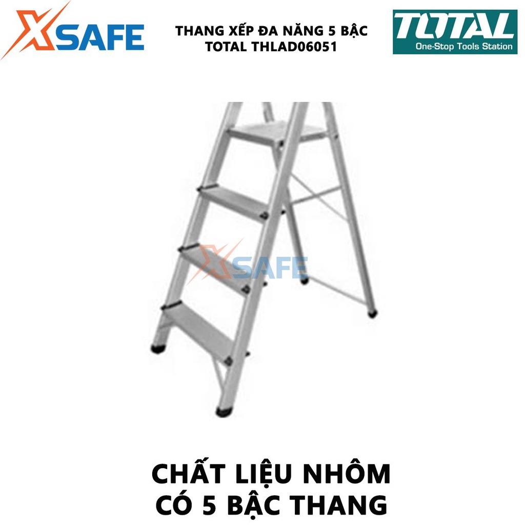 Thang xếp TOTAL THLAD06051 Thang đa năng 5 bậc, khoảng cách giữa hai bậc 219mm, sức tải tối đa 150kg - [XSAFE]