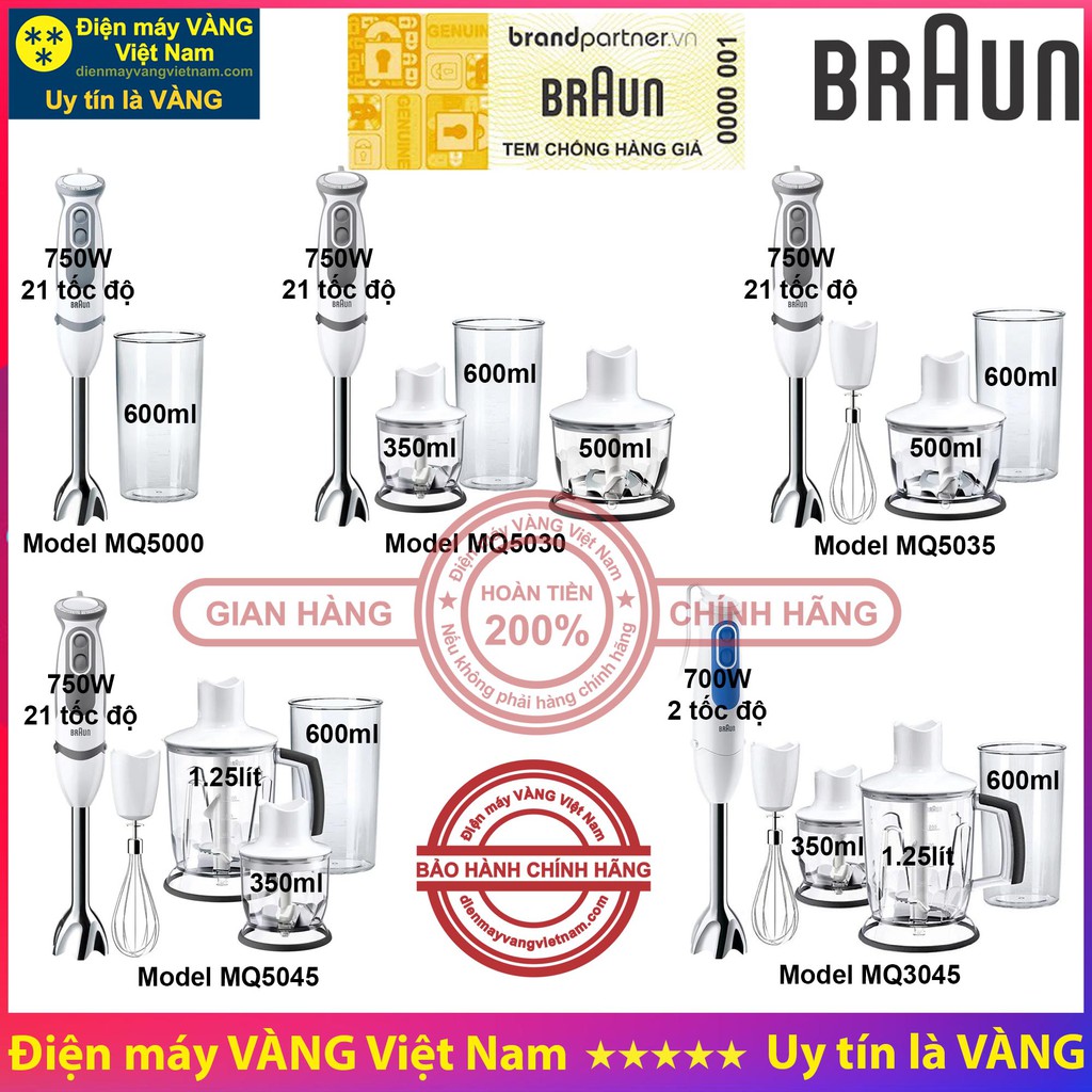 Máy xay cầm tay Braun MQ5000 MQ5200 MQ5235 MQ5245 MQ3045 MQ9047 X - Hàng chính hãng