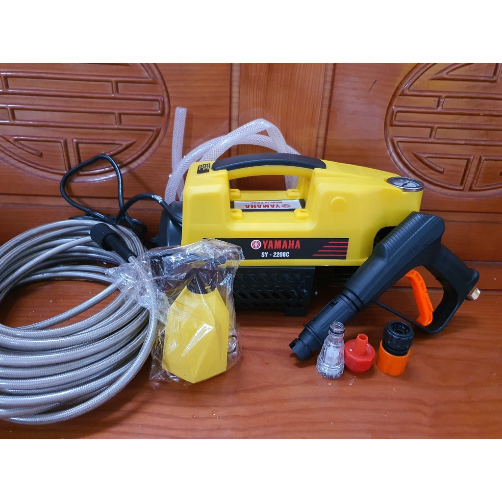 Máy rửa xe, áp lực cao Y.A.M.A.H.A SY 2208C, tưới cây, xịt vệ sinh tự động, tặng dây 15m kèm bình bọt
