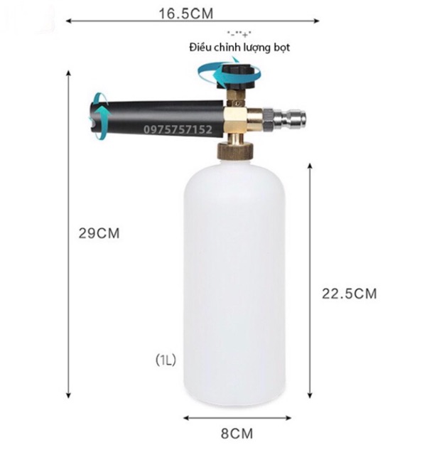 Súng rửa xe tạo bọt cực bền ren 21mm