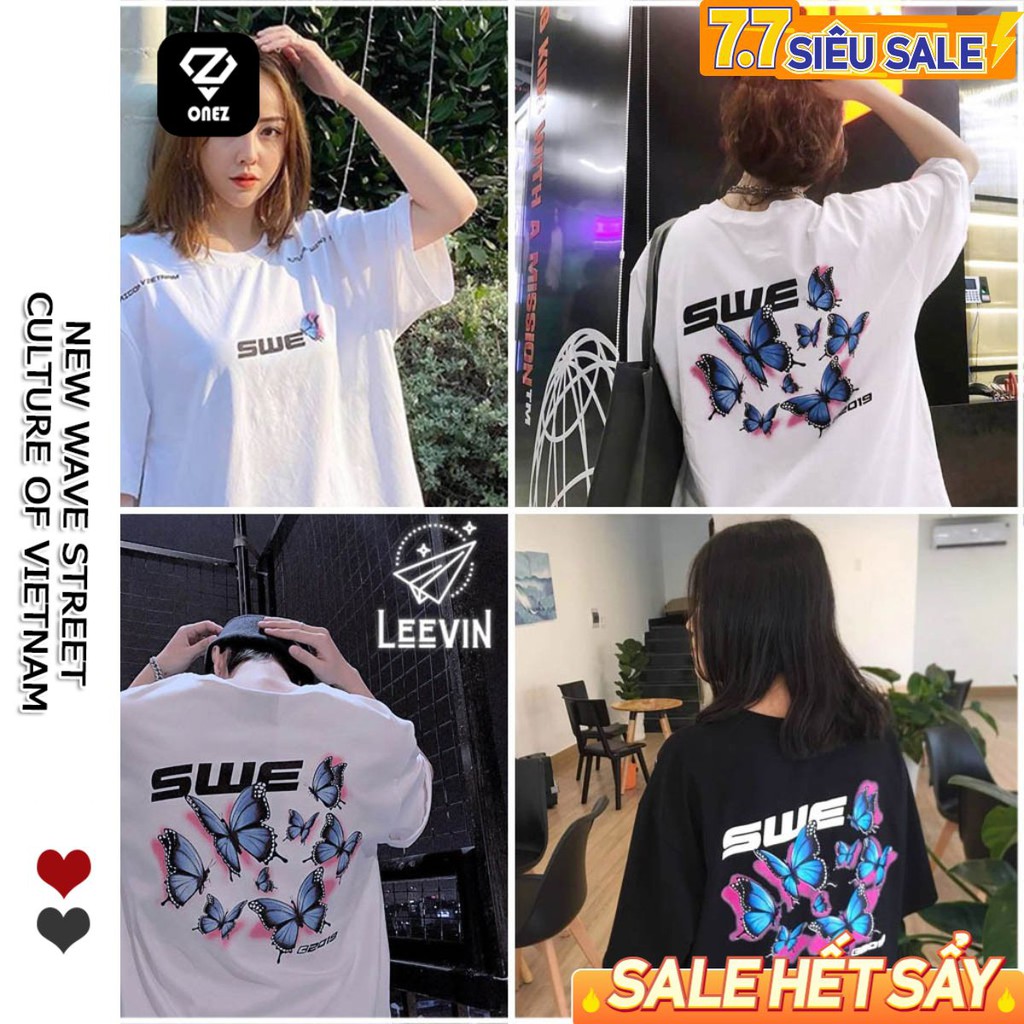 [Giá Sỉ] Áo Thun SWE BƯỚM BUTTERFLY Uniex Nam Nữ Form Rộng Tay Lỡ - Leevin Store