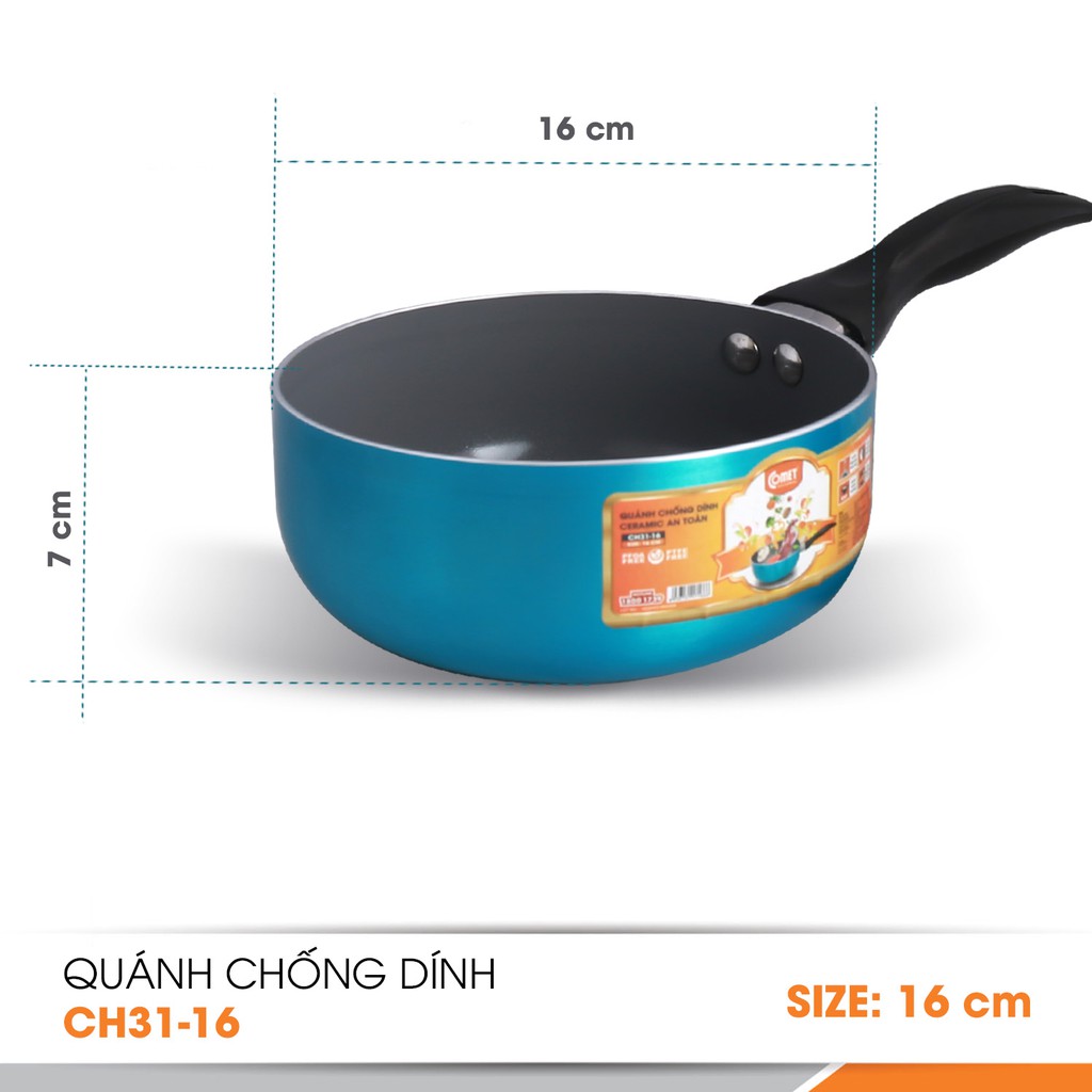 Quánh chống dính Ceramic an toàn Comet CH31-16