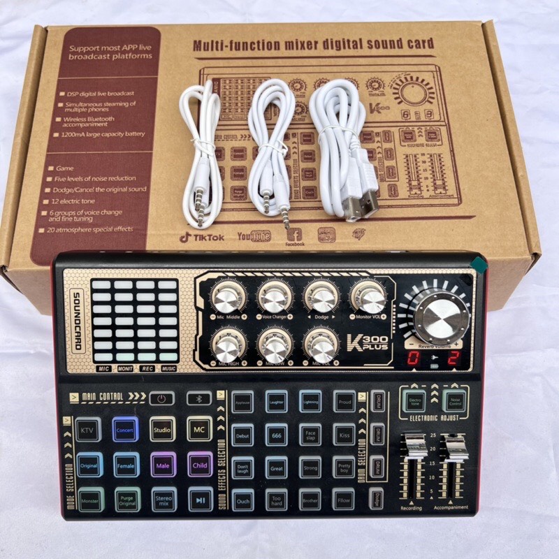 Bộ Combo thu âm livestream Sound Card K300 PLUS 2022 Mới Nhất + Mic ISK A350 Tặng kèm tai nghe,đầy đủ dây kết nối