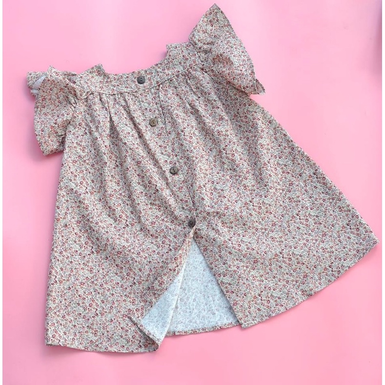 SALE Đầm suông hoa vintage tay cánh tiên size nhí 7-10kg