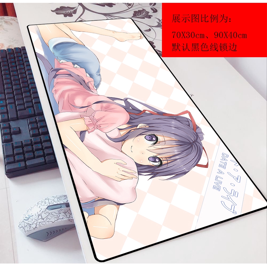Date Big Fight Mad Three Mouse Pad 3mm Super 90x40 Thicken Tokisaki Table Mat Anime Keyboard Pad Custom