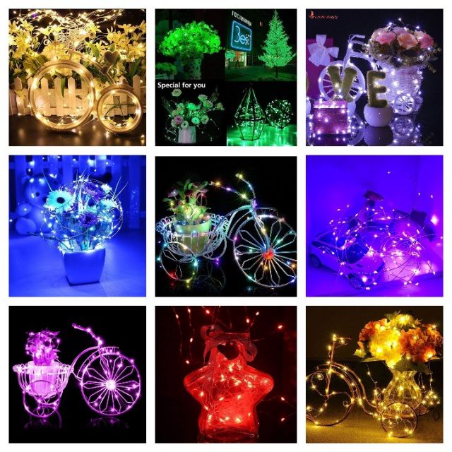 Dây đèn led đom đóm Fairy light 10m sử dụng pin AA/CR2032