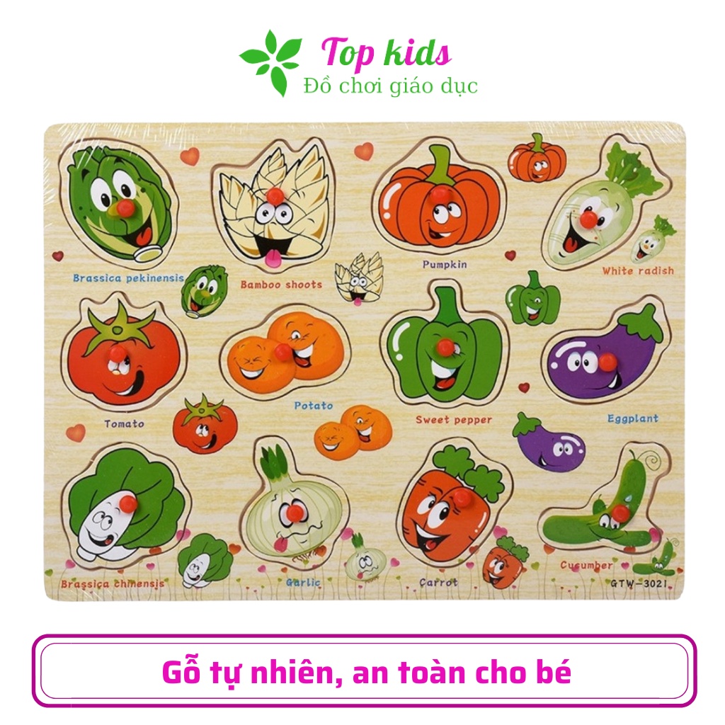 Đồ chơi xếp hình bằng gỗ bảng ghép hình núm gỗ thông minh montessori cho bé phát triển trí tuệ đa dạng chủ đề - TOPKIDS