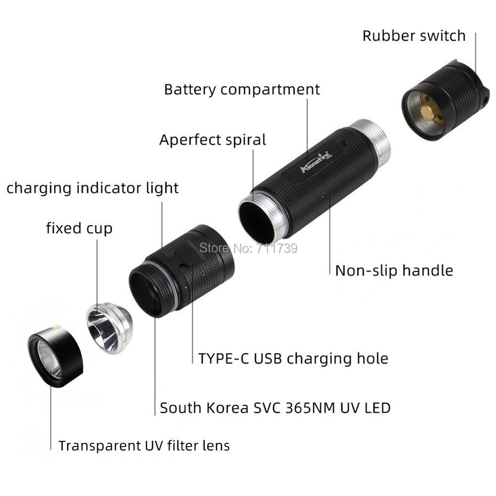 Đèn pin ALONEFIRE SV005 LED UV 395nm vô hình không tia cực tím cho thú cưng