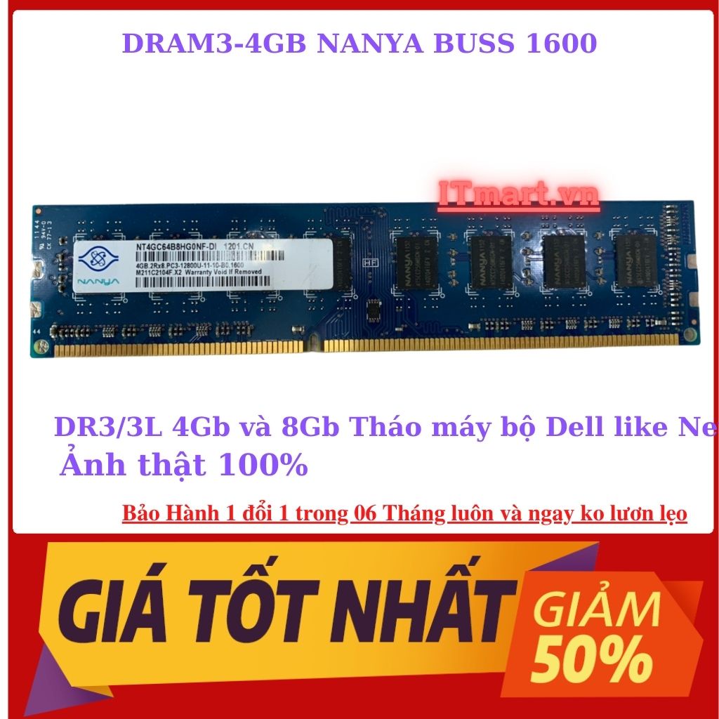 Ram PC máy bàn DDR3  hoặc DDR3L, 8Gb và 4Gb bus 1600 1333- ram tháo máy đồng bộ HP,Dell,chuẩn Mỹ, bảo hành 3 năm | BigBuy360 - bigbuy360.vn