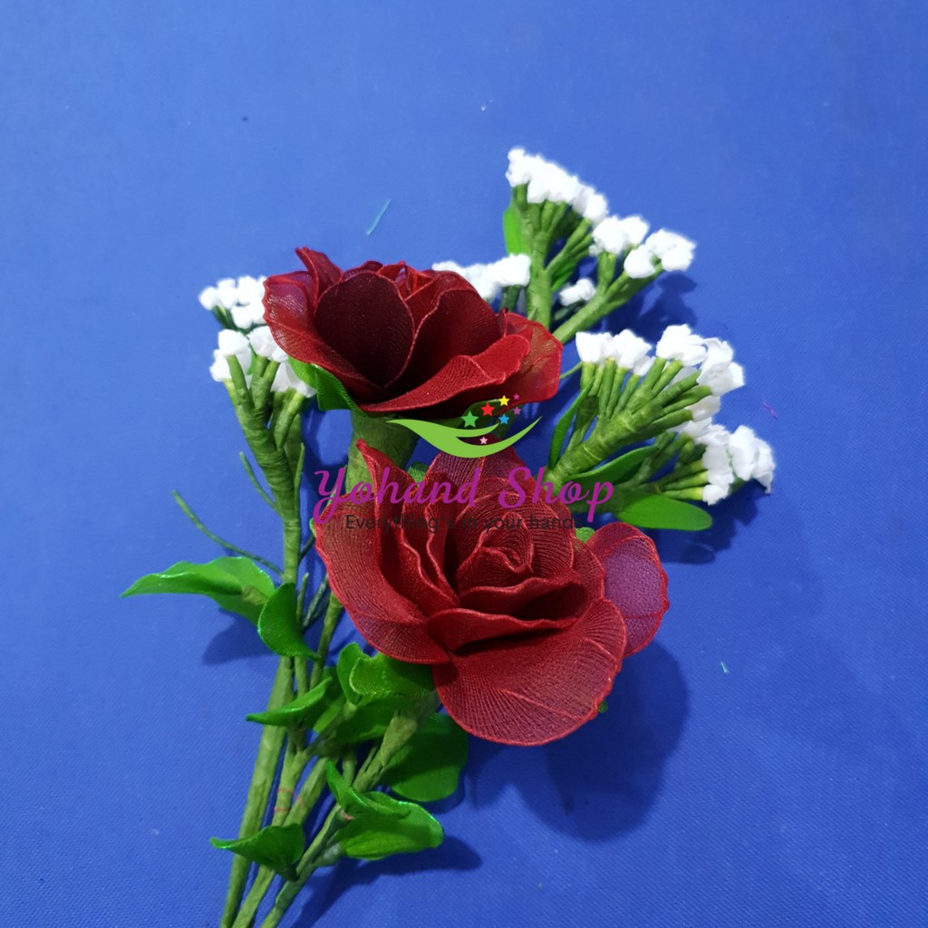 Hoa hồng trang trí bằng vải voan - 1 hoa