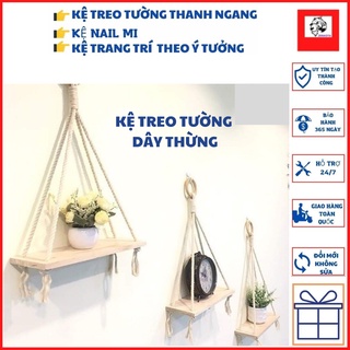 Kệ gỗ treo tường, kệ treo tường băng dây thừng, thanh ngàng trang trí decor không cần khoan tường ZENKOTA  giá tại xưởng