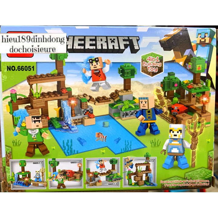 Lắp ráp xếp hình lego minecraft my world 66051 : Cuộc chiến kiếm cúp kim cương bên hồ