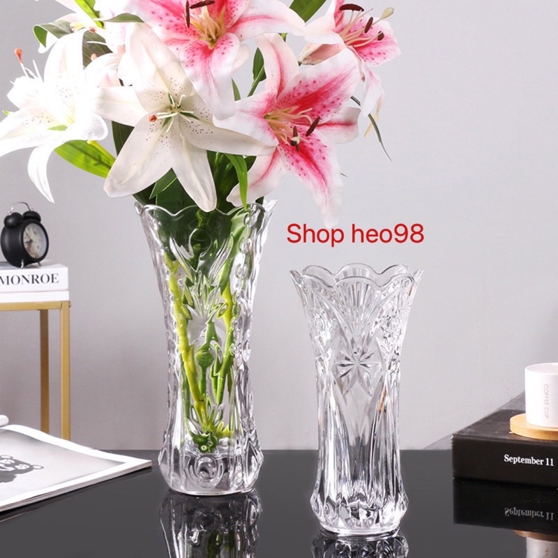 Bình bông - Lọ Hoa Thuỷ Tinh Cao 25cm , 30cm Trắng Trong