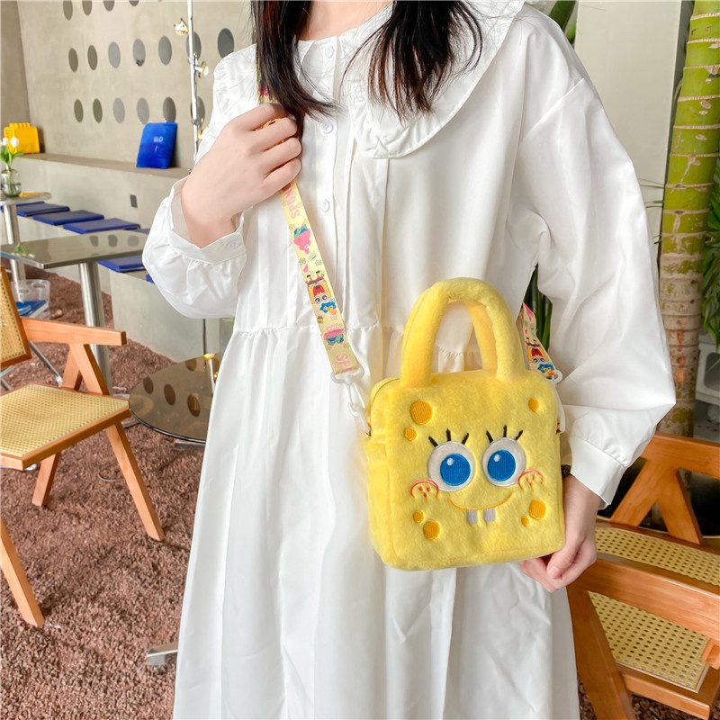 túi xách nữ đẹp túi đeo chéo nữ Túi Đeo Chéo Vai Hình SpongeBob Nhồi Bông Dễ Thương Thời Trang Mùa Xuân Dành Cho Bạn Gái 2022 túi xách nữ đeo chéo