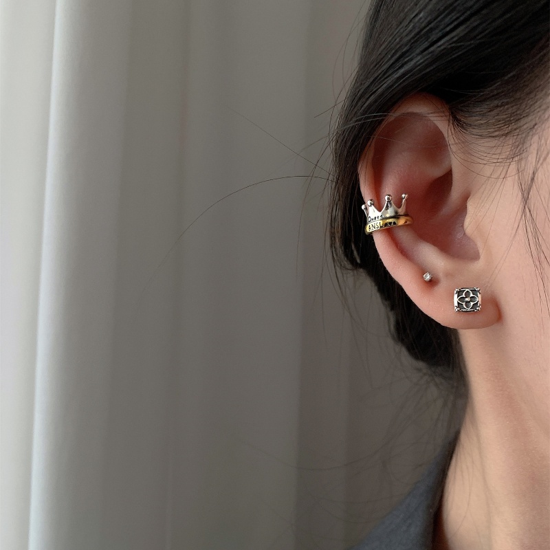 Bông tai Kẹp Tai của Phụ nữ Vương miện sang trọng Không xỏ lỗ Kẹp tai