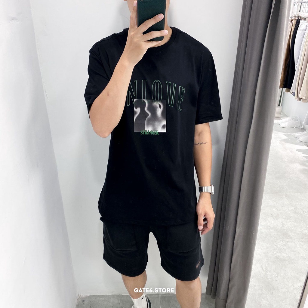 Áo Phông Nam cổ tròn GATE6 - Unlove Stranger, thun ngắn tay unisex in slogan tối giản kiểu Hàn - G0032