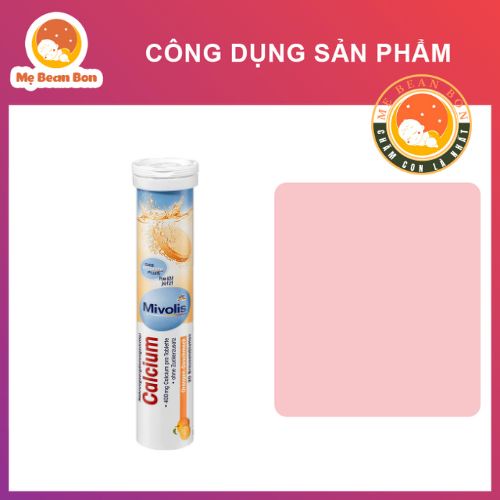 Viên Sủi Mivolis Calcium 20 viên của Đức, Hương cam không đường, Bổ Sung Canxi Giúp phát triển hệ xương khớp, răng