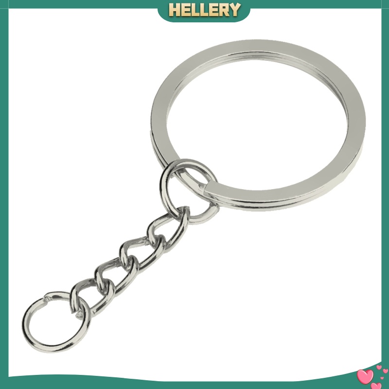 [HELLERY]30pcs Metal Split Keychain Rings With Chain 28mm Open Jump Ring DIY Key Ring