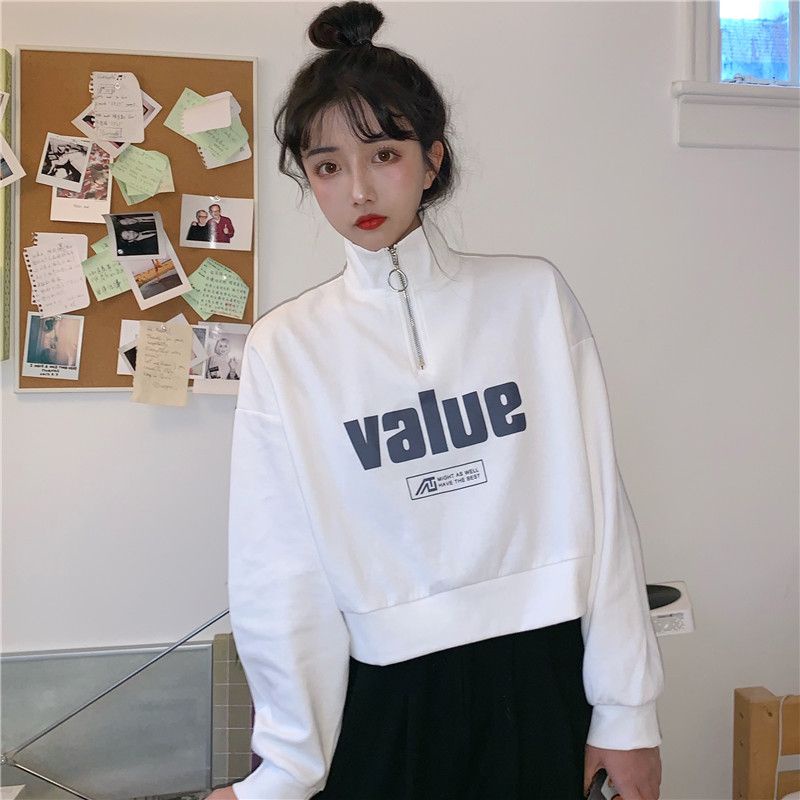 Áo Sweater Tay Dài Cổ Lọ Dáng Rộng Có Khóa Kéo Thời Trang Nhật Bản 2022 Cho Nữ