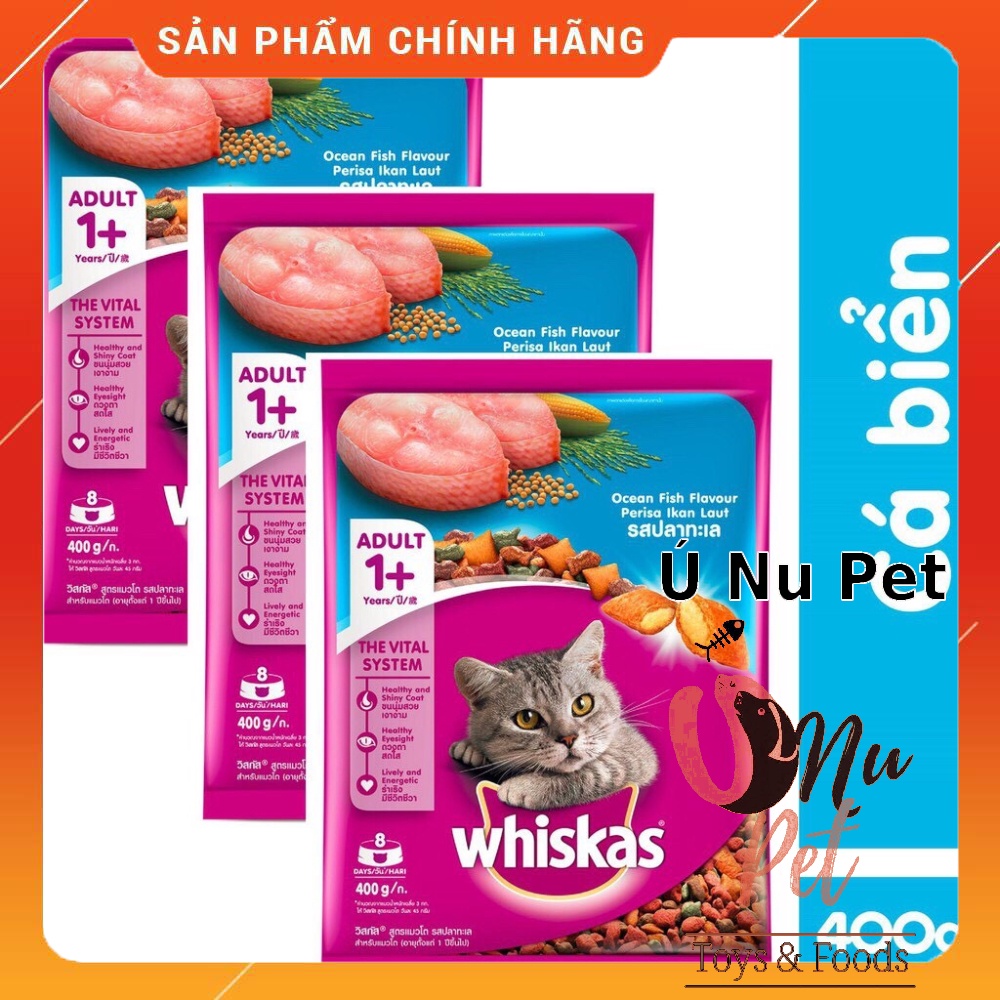 [Phân Phối Chính Hãng] Combo Whiskas 1,2kg bao gồm 3 gói 400 gam