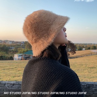 Nón Tai Bèo Phủ Lông Thỏ Màu Trơn Dễ Phối Đồ Thời Gian Thu Đông Nhật Bản Mugua Sản Phẩm MG STUDIO / Retro
