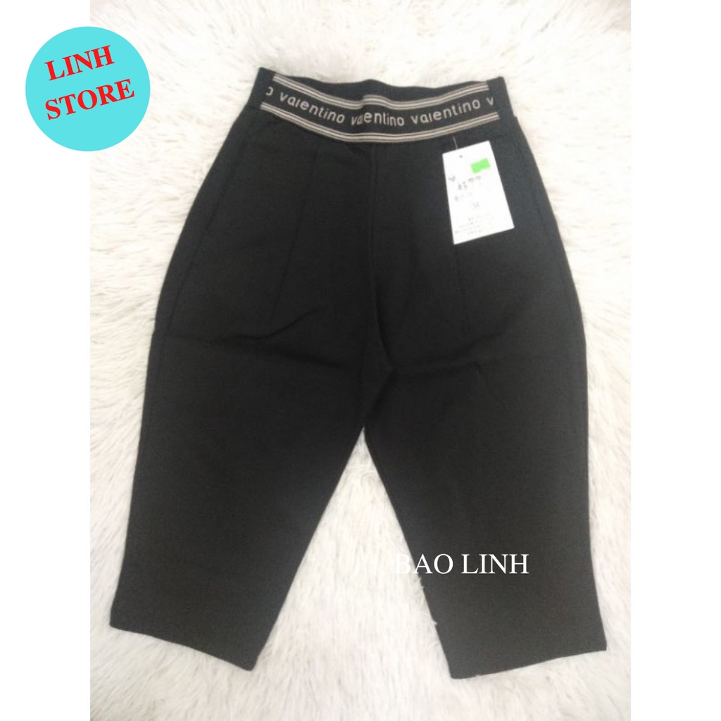 Quần Legging Đùi Nữ Linh Store Lưng Cao Dáng Ngắn Cạp Chữ Ngẫu Nhiên Chất Liệu Umi Hàn