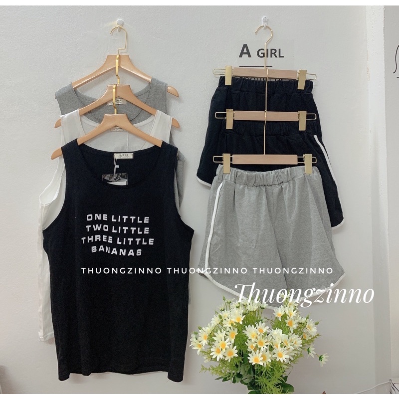 [Ảnh thật/Video]Set bộ tanktop thể thao Linda năng động trẻ trung Set áo tanktop kèm quần bo viền