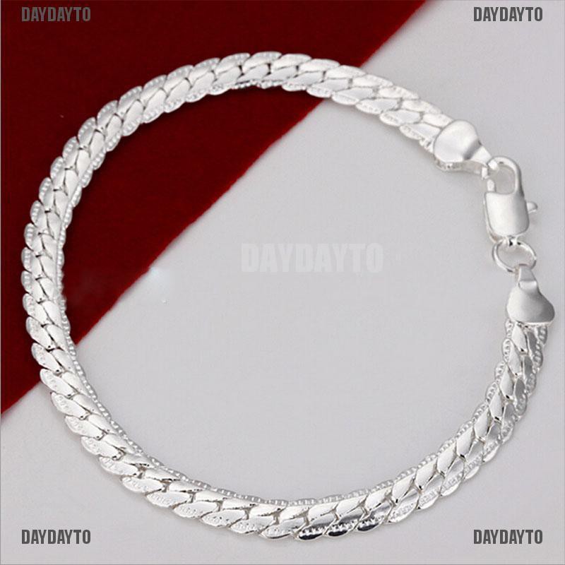 Vòng đeo tay mạ bạc dây xích 5mm phong cách thời trang dành cho nam