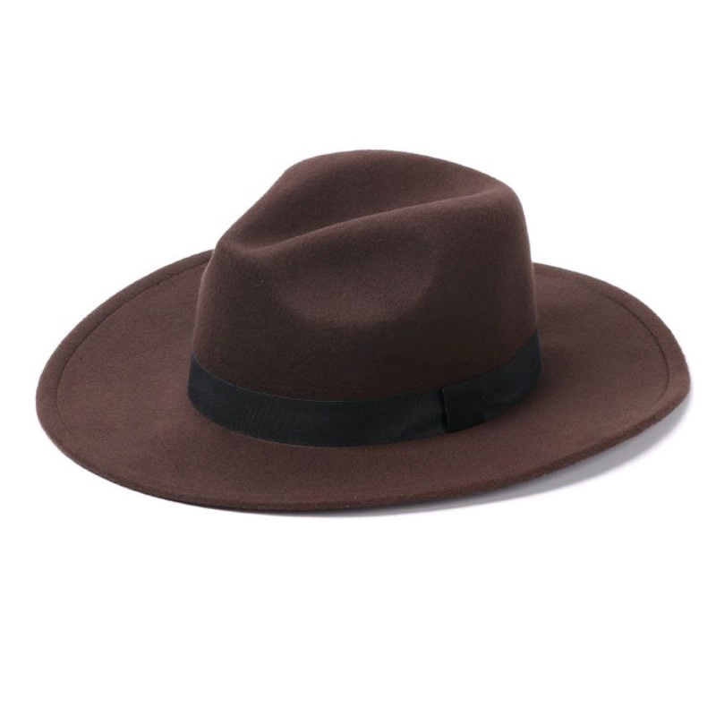 Nón mũ cao bồi nam nữ phong cách mỹ fedora chất liệu nỉ dạ