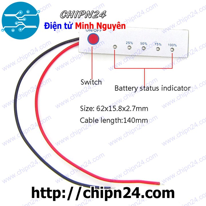 [1 CÁI] (A59) Mạch báo dung lượng pin 3S, pin 12V, acquy 12V có 5 led chỉ thị